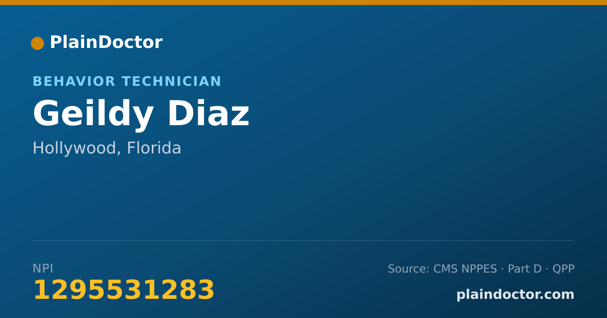Shareable card for Geildy Diaz - Behavior Technician, Hollywood, FL