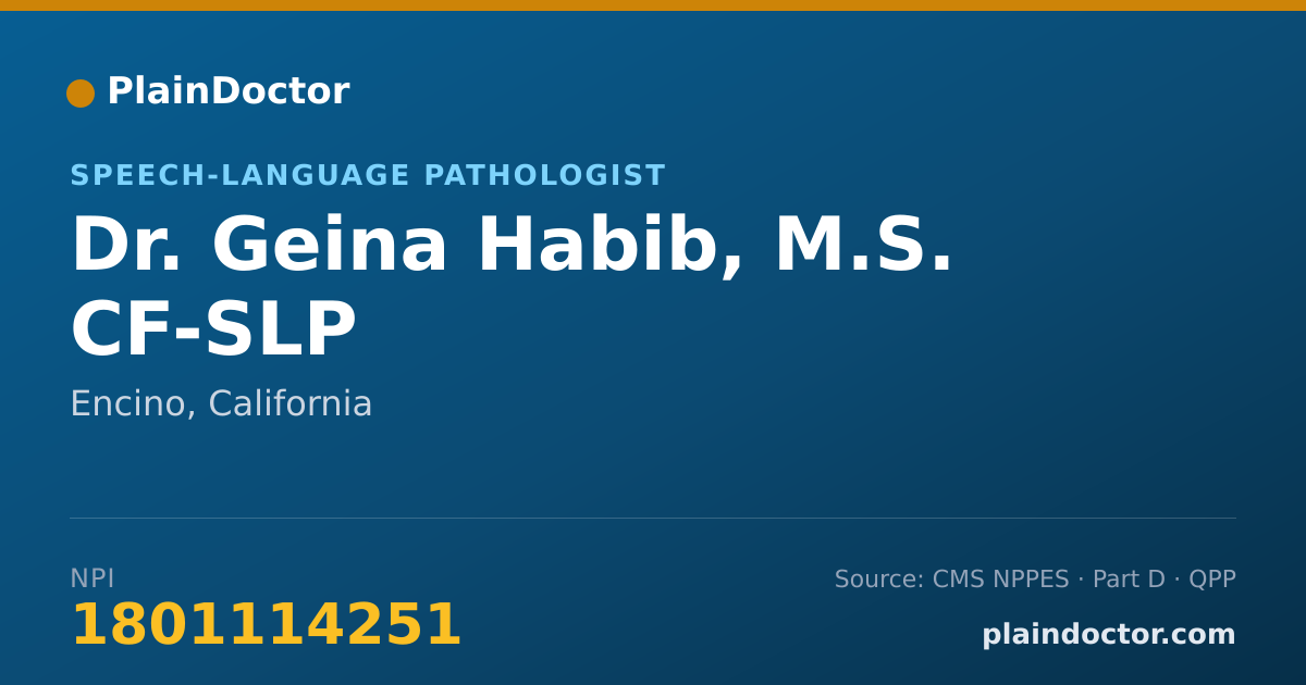 Shareable card for Geina Habib, M.S. CF-SLP - Speech-Language Pathologist, Encino, CA