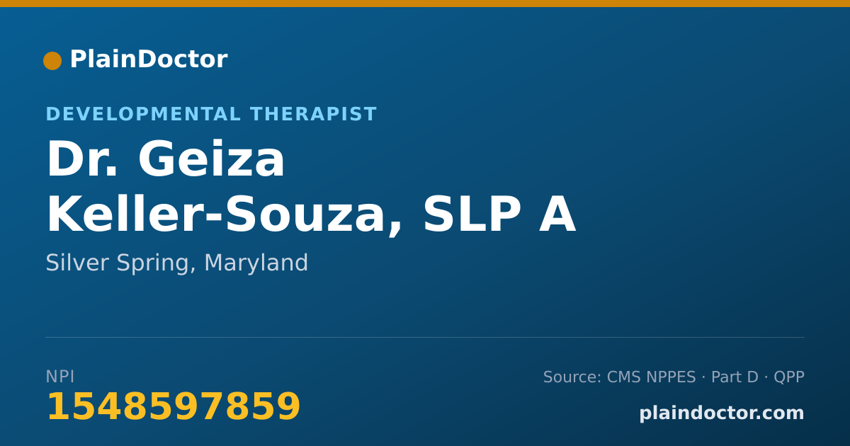 Shareable card for Geiza Keller-Souza, SLP A - Developmental Therapist, Silver Spring, MD