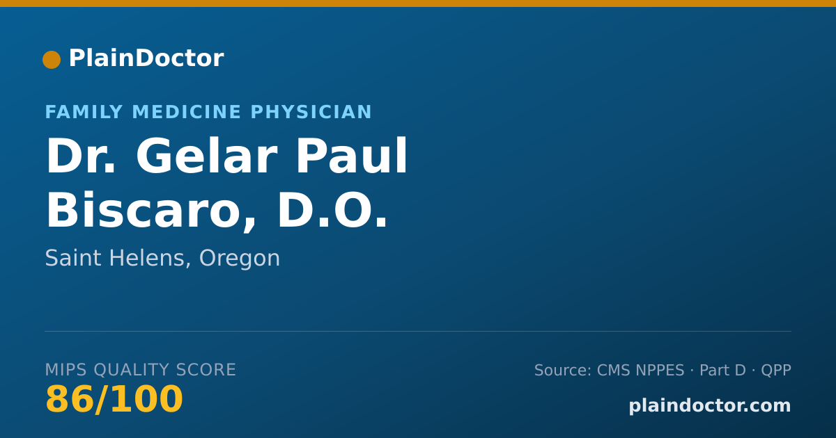 Shareable card for Gelar Paul Biscaro, D.O. - Family Medicine Physician, Saint Helens, OR