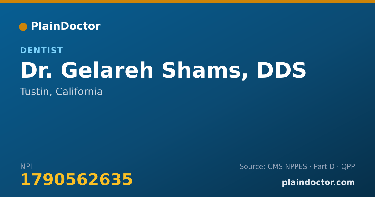 Shareable card for Gelareh Shams, DDS - Dentist, Tustin, CA
