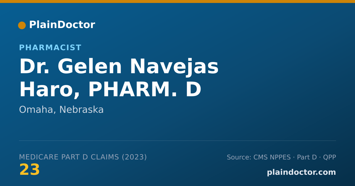 Shareable card for Gelen Navejas Haro, PHARM. D - Pharmacist, Omaha, NE