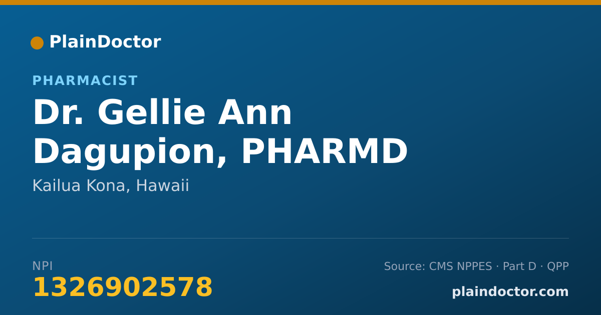 Shareable card for Gellie Ann Dagupion, PHARMD - Pharmacist, Kailua Kona, HI