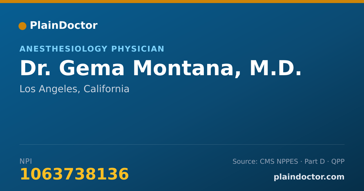 Shareable card for Gema Montana, M.D. - Anesthesiology Physician, Los Angeles, CA