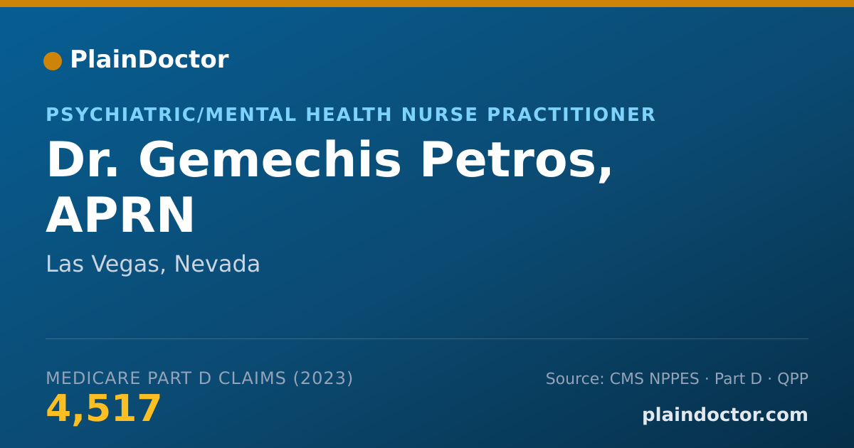 Shareable card for Gemechis Petros, APRN - Psychiatric/Mental Health Nurse Practitioner, Las Vegas, NV