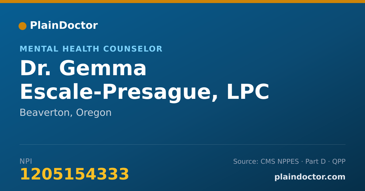 Shareable card for Gemma Escale-Presague, LPC - Mental Health Counselor, Beaverton, OR
