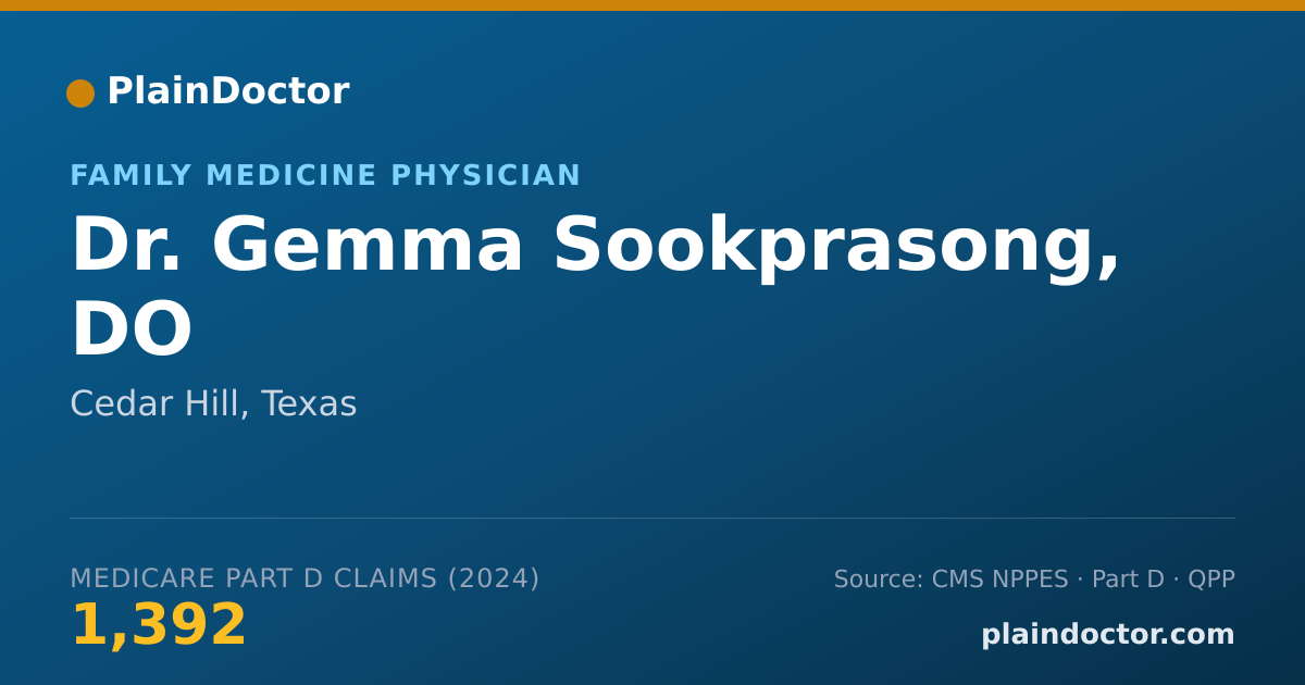 Shareable card for Gemma Sookprasong, DO - Family Medicine Physician, Cedar Hill, TX