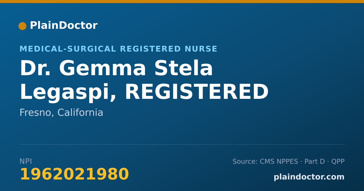 Shareable card for Gemma Stela Legaspi, REGISTERED NURSE - Medical-Surgical Registered Nurse, Fresno, CA