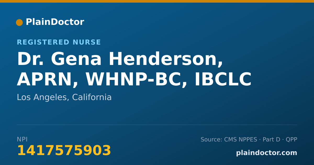 Shareable card for Gena Henderson, APRN, WHNP-BC, IBCLC - Registered Nurse, Los Angeles, CA
