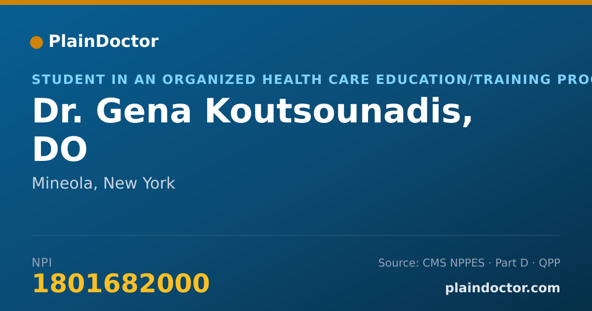 Shareable card for Gena Koutsounadis, DO - Student in an Organized Health Care Education/Training Program, Mineola, NY
