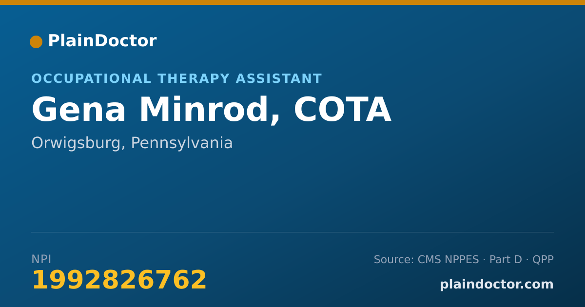 Shareable card for Gena Minrod, COTA - Occupational Therapy Assistant, Orwigsburg, PA