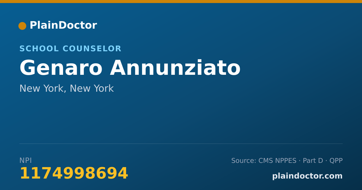 Shareable card for Genaro Annunziato - School Counselor, New York, NY