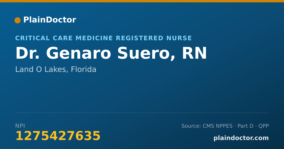 Shareable card for Genaro Suero, RN - Critical Care Medicine Registered Nurse, Land O Lakes, FL