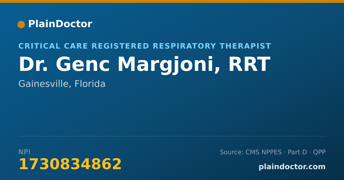 Shareable card for Genc Margjoni, RRT - Critical Care Registered Respiratory Therapist, Gainesville, FL