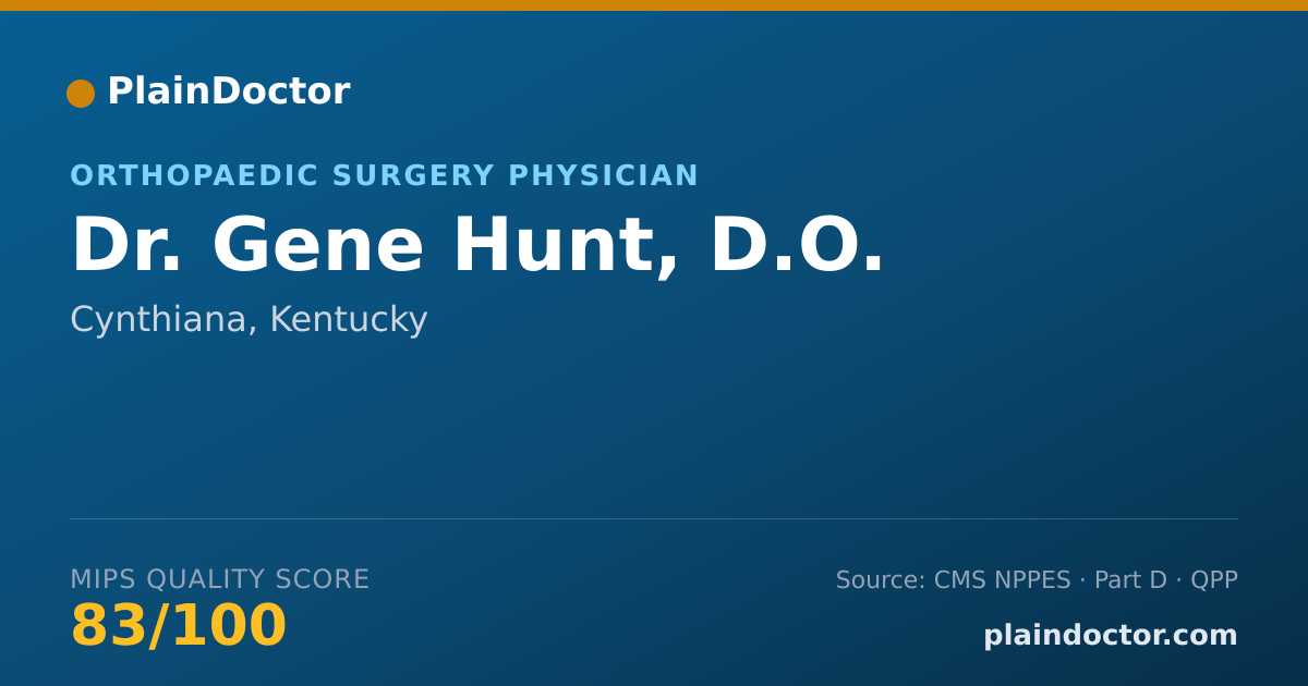 Shareable card for Gene Hunt, D.O. - Orthopaedic Surgery Physician, Cynthiana, KY