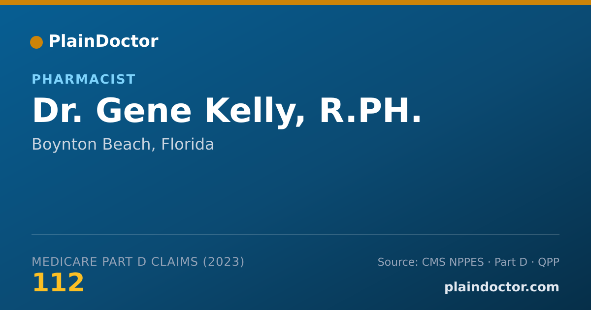 Shareable card for Gene Kelly, R.PH. - Pharmacist, Boynton Beach, FL