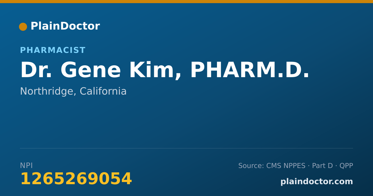 Shareable card for Gene Kim, PHARM.D. - Pharmacist, Northridge, CA