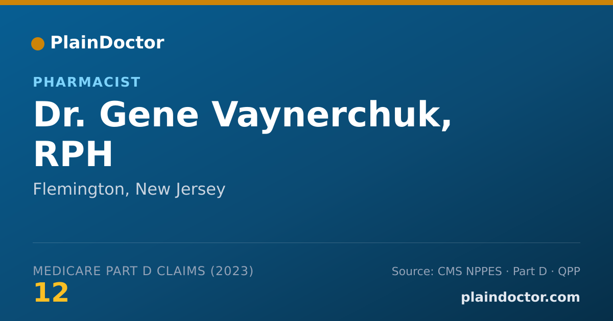 Shareable card for Gene Vaynerchuk, RPH - Pharmacist, Flemington, NJ