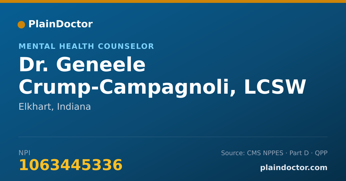 Shareable card for Geneele Crump-Campagnoli, LCSW - Mental Health Counselor, Elkhart, IN