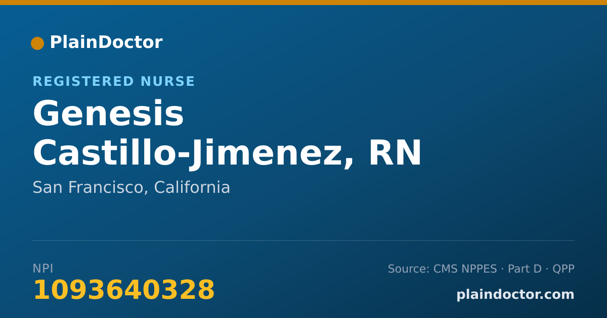 Shareable card for Genesis Castillo-Jimenez, RN - Registered Nurse, San Francisco, CA