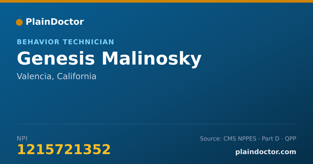 Shareable card for Genesis Malinosky - Behavior Technician, Valencia, CA