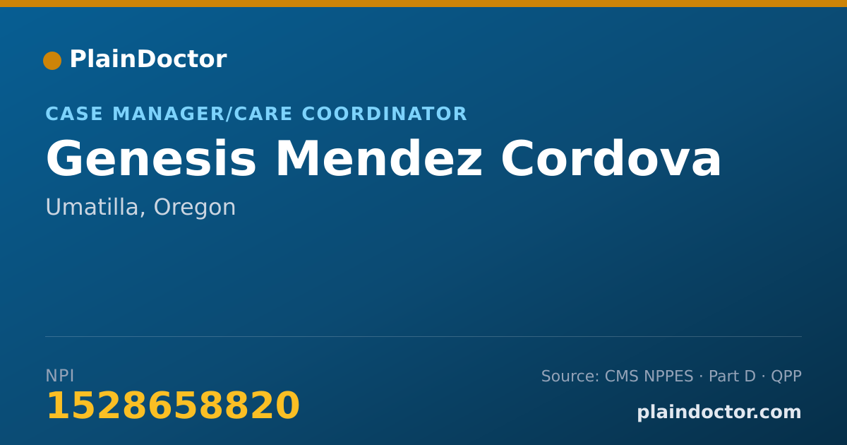 Shareable card for Genesis Mendez Cordova - Case Manager/Care Coordinator, Umatilla, OR