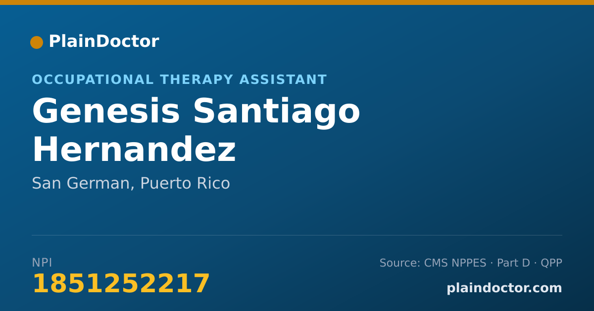 Shareable card for Genesis Santiago Hernandez - Occupational Therapy Assistant, San German, PR