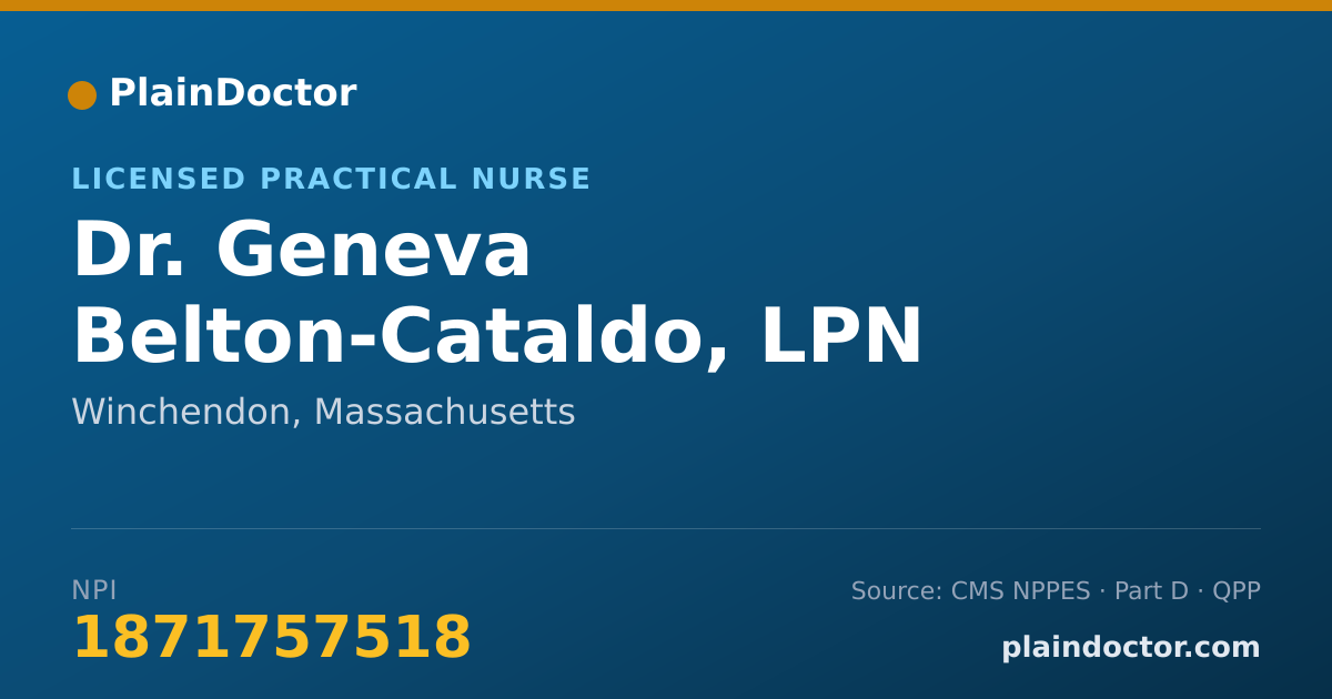 Shareable card for Geneva Belton-Cataldo, LPN - Licensed Practical Nurse, Winchendon, MA