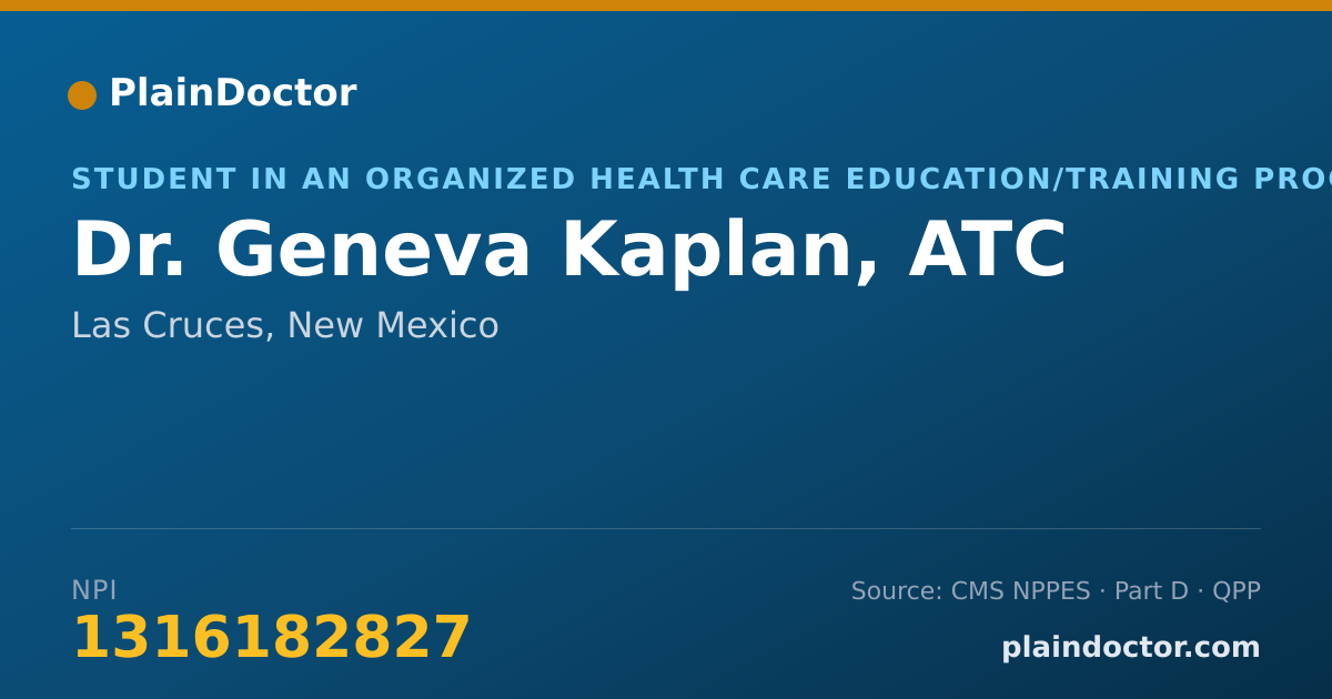 Shareable card for Geneva Kaplan, ATC - Student in an Organized Health Care Education/Training Program, Las Cruces, NM