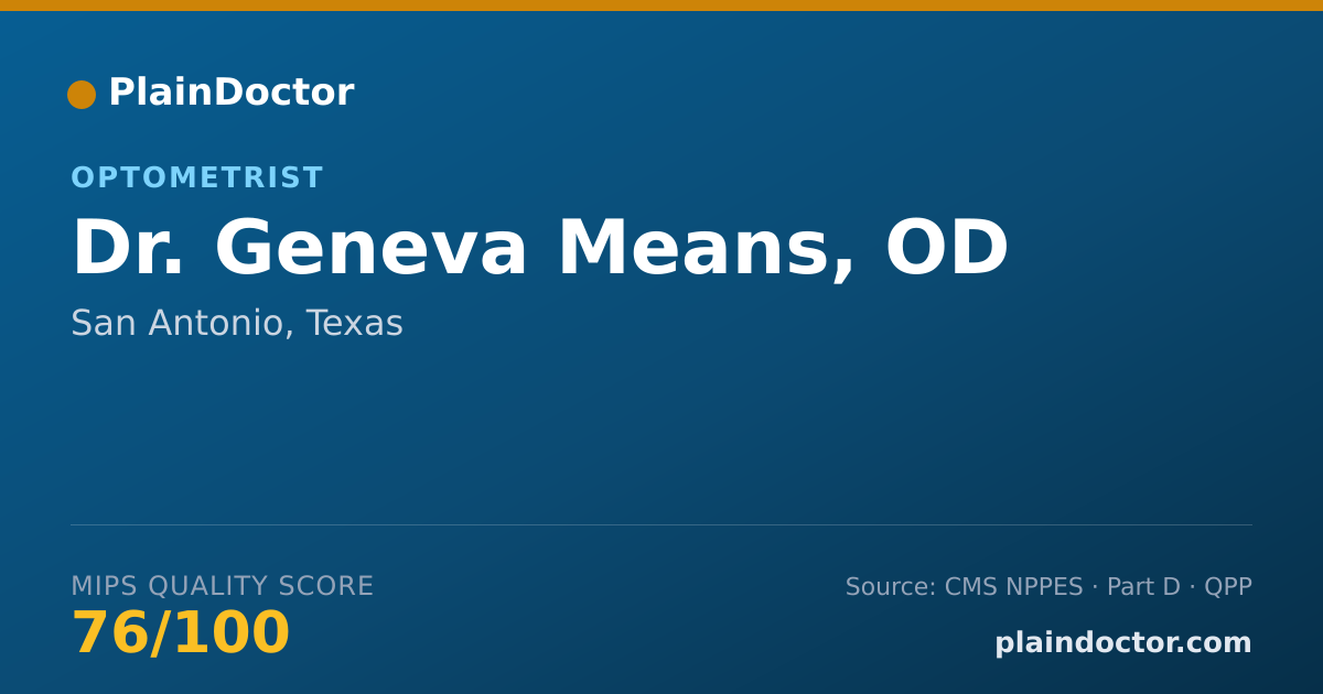 Shareable card for Geneva Means, OD - Optometrist, San Antonio, TX