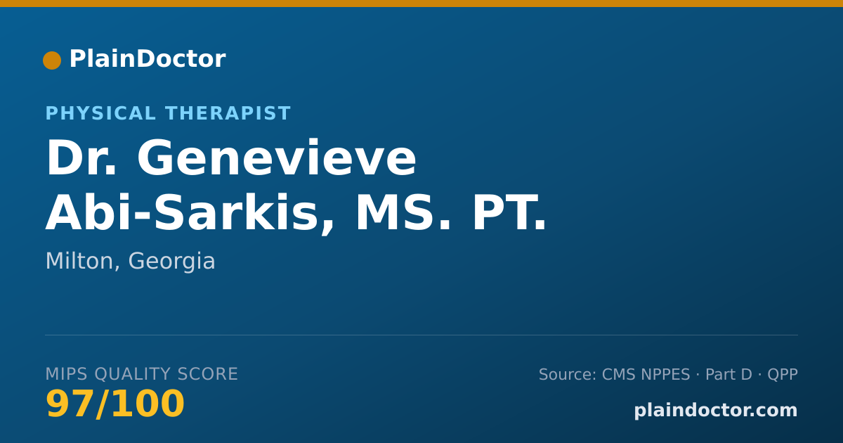 Shareable card for Genevieve Abi-Sarkis, MS. PT. - Physical Therapist, Milton, GA
