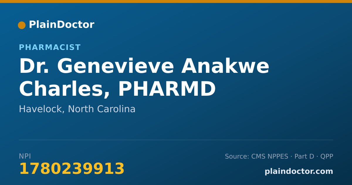 Shareable card for Genevieve Anakwe Charles, PHARMD - Pharmacist, Havelock, NC