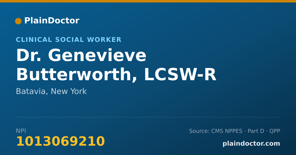 Shareable card for Genevieve Butterworth, LCSW-R - Clinical Social Worker, Batavia, NY