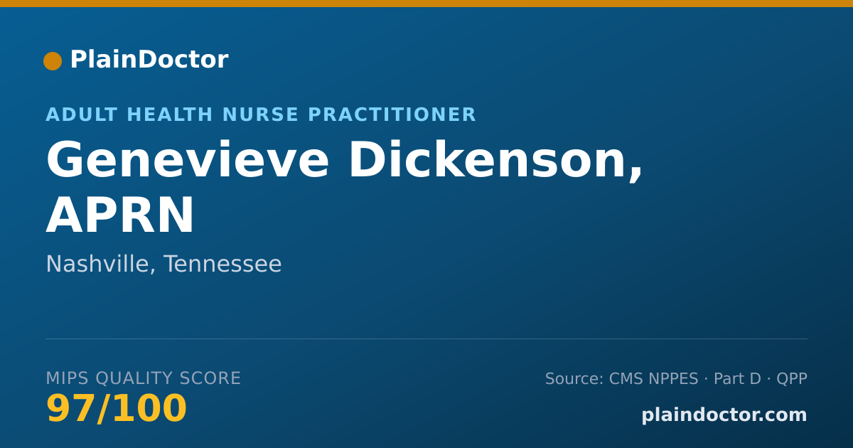 Shareable card for Genevieve Dickenson, APRN - Adult Health Nurse Practitioner, Nashville, TN