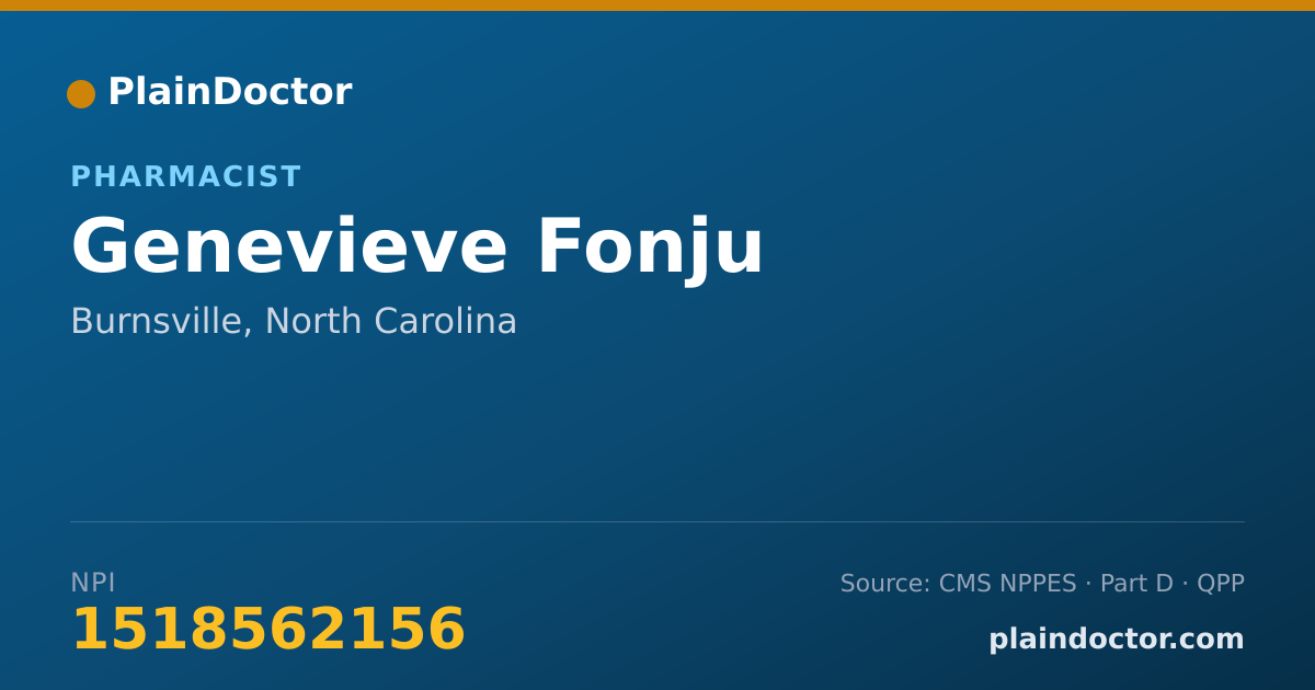 Shareable card for Genevieve Fonju - Pharmacist, Burnsville, NC