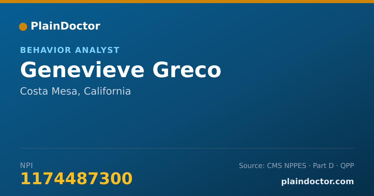 Shareable card for Genevieve Greco - Behavior Analyst, Costa Mesa, CA