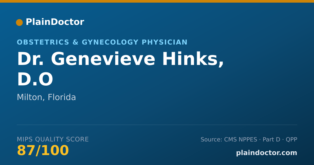 Shareable card for Genevieve Hinks, D.O - Obstetrics & Gynecology Physician, Milton, FL