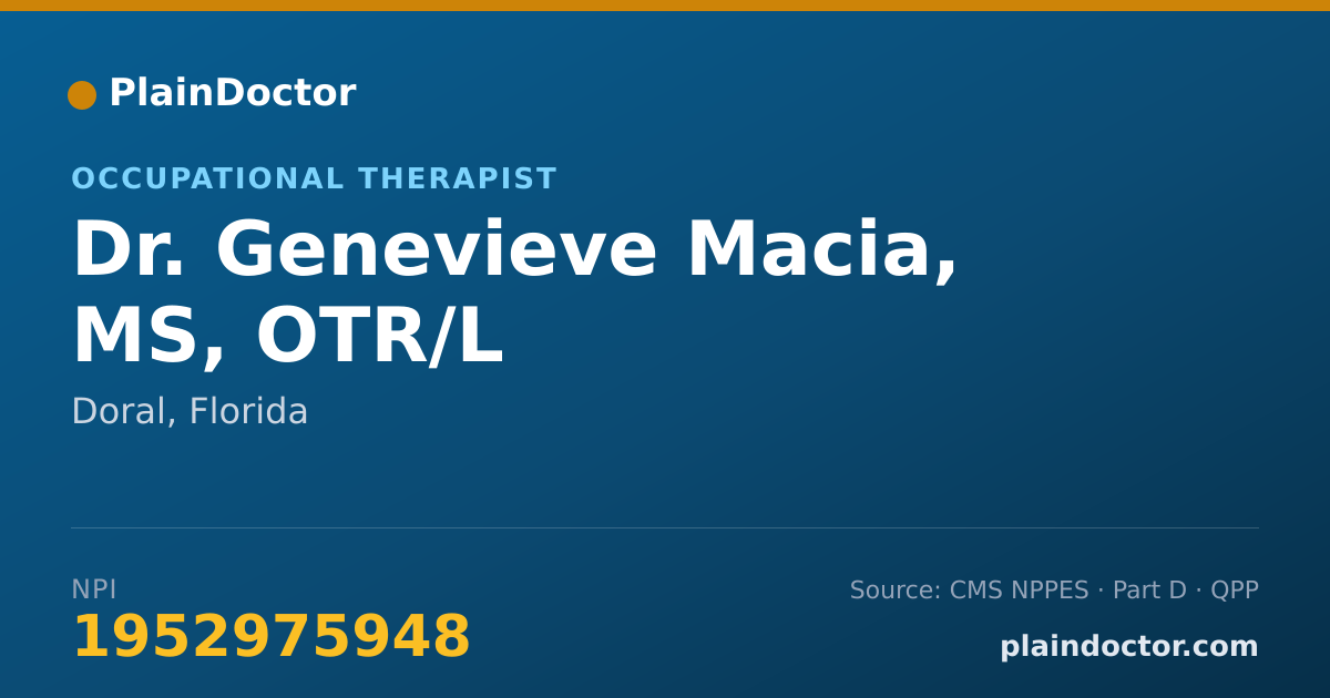 Shareable card for Genevieve Macia, MS, OTR/L - Occupational Therapist, Doral, FL