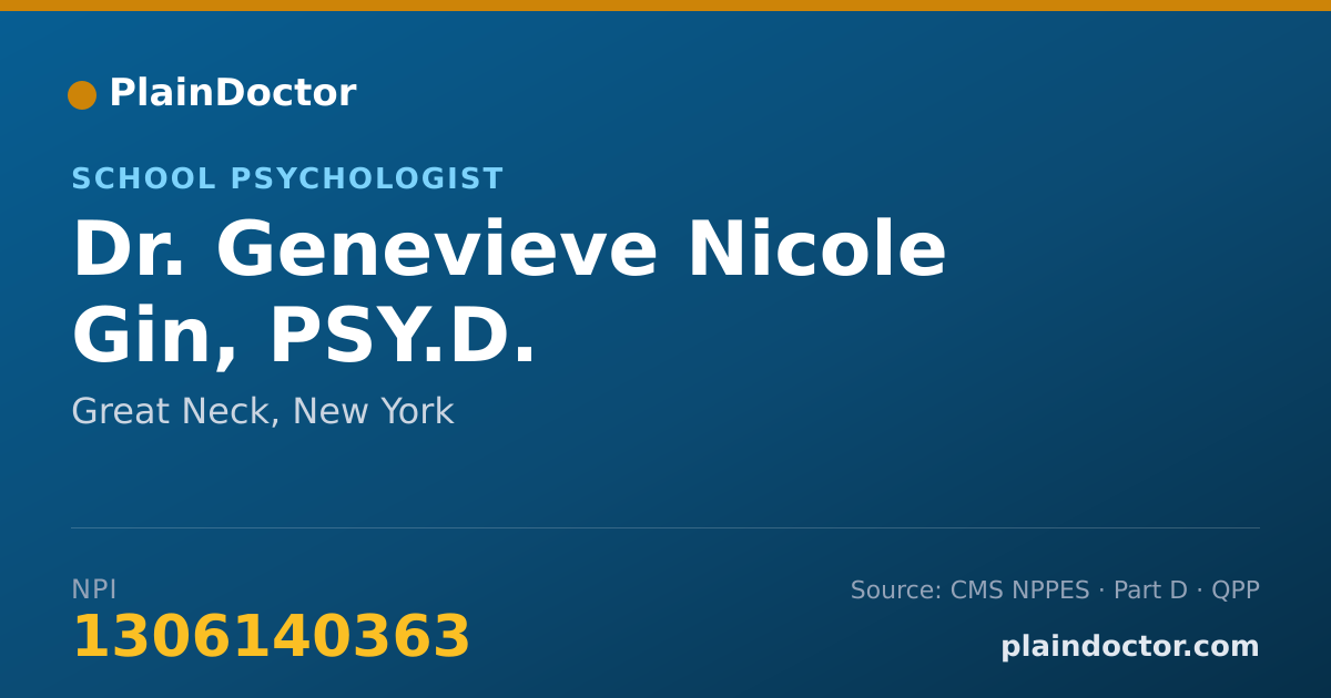 Shareable card for Genevieve Nicole Gin, PSY.D. - School Psychologist, Great Neck, NY