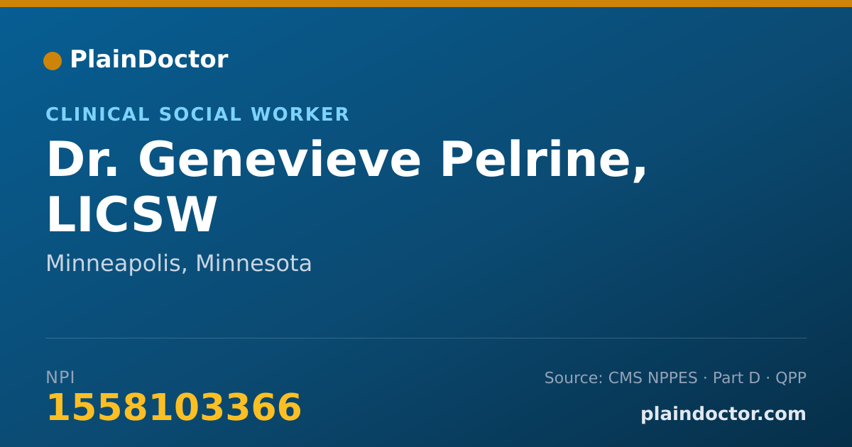 Shareable card for Genevieve Pelrine, LICSW - Clinical Social Worker, Minneapolis, MN