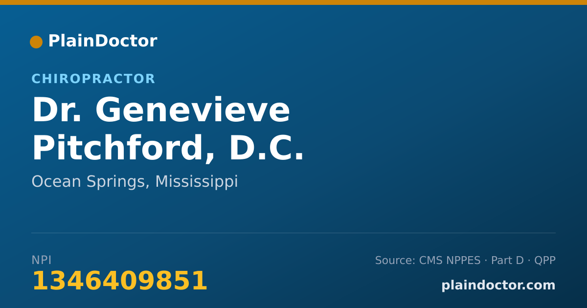 Shareable card for Genevieve Pitchford, D.C. - Chiropractor, Ocean Springs, MS