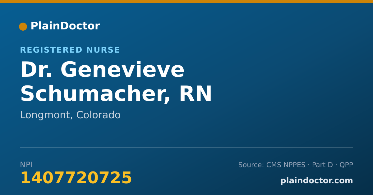 Shareable card for Genevieve Schumacher, RN - Registered Nurse, Longmont, CO