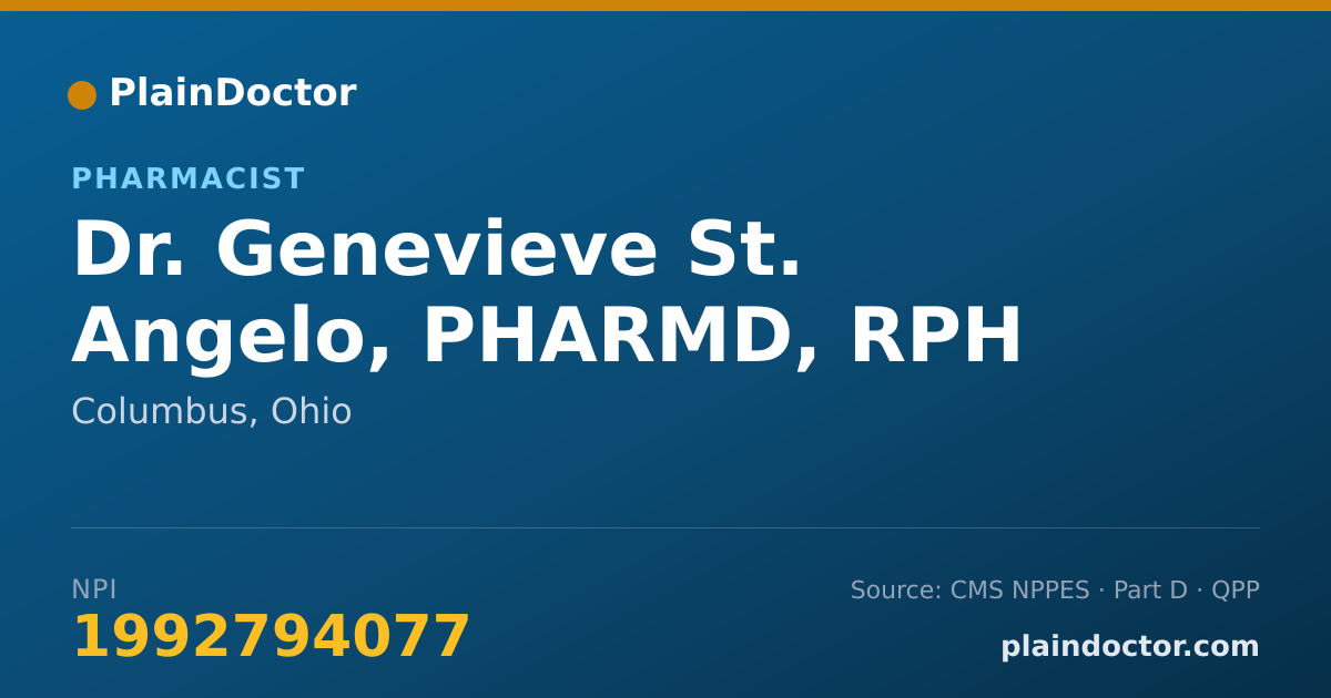 Shareable card for Genevieve St. Angelo, PHARMD, RPH - Pharmacist, Columbus, OH