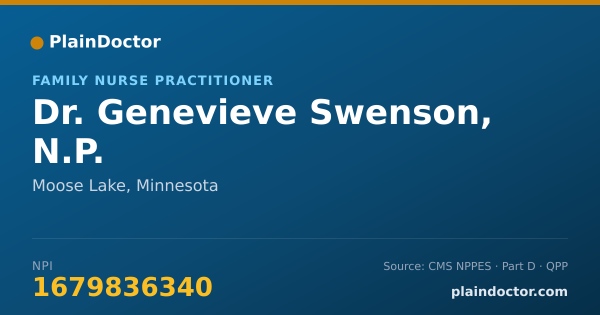 Shareable card for Genevieve Swenson, N.P. - Family Nurse Practitioner, Moose Lake, MN