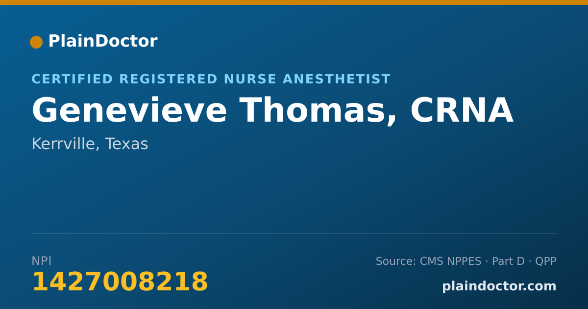 Shareable card for Genevieve Thomas, CRNA - Certified Registered Nurse Anesthetist, Kerrville, TX