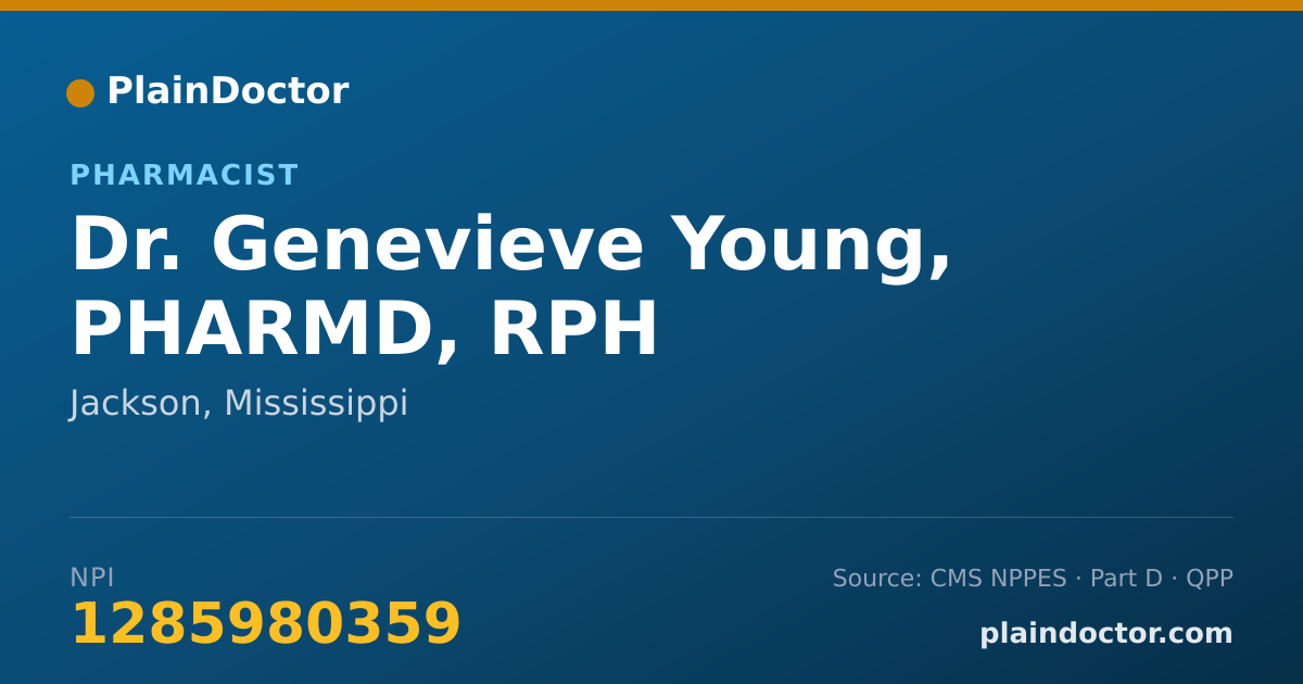 Shareable card for Genevieve Young, PHARMD, RPH - Pharmacist, Jackson, MS