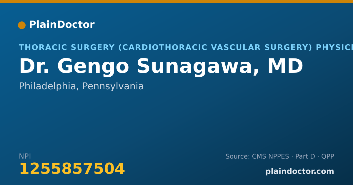 Shareable card for Gengo Sunagawa, MD - Thoracic Surgery (Cardiothoracic Vascular Surgery) Physician, Philadelphia, PA