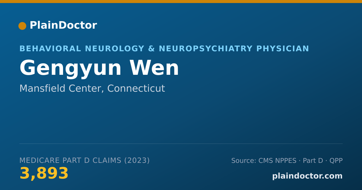 Shareable card for Gengyun Wen - Behavioral Neurology & Neuropsychiatry Physician, Mansfield Center, CT