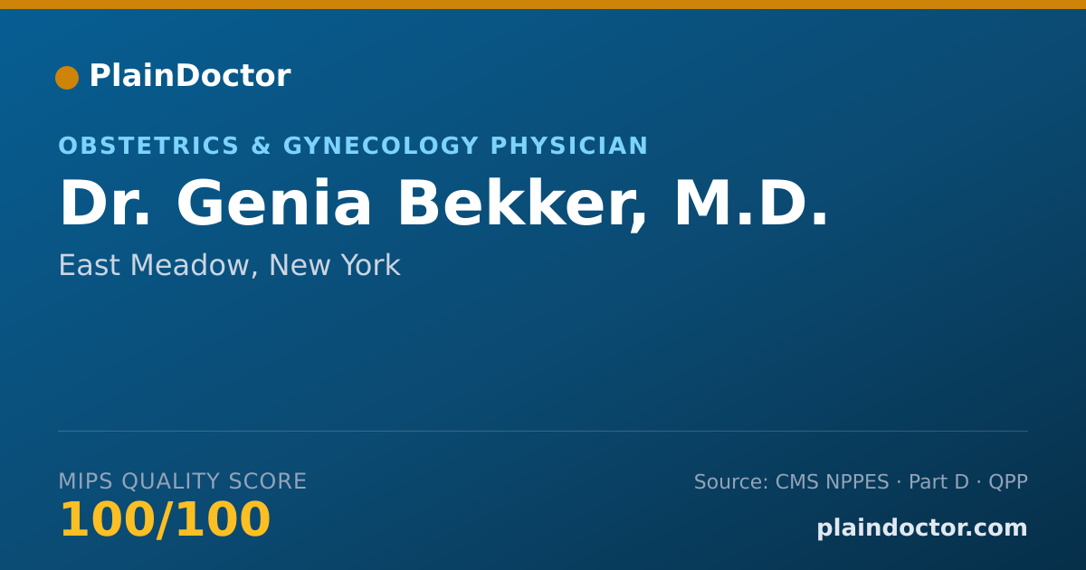 Shareable card for Genia Bekker, M.D. - Obstetrics & Gynecology Physician, East Meadow, NY