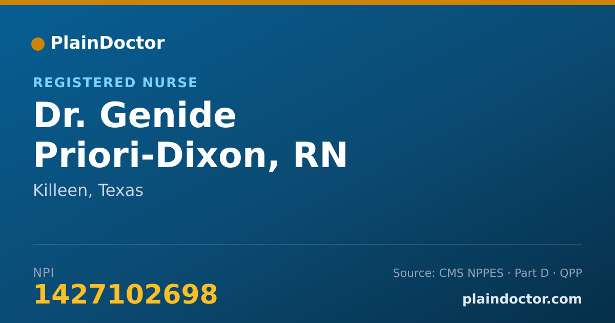 Shareable card for Genide Priori-Dixon, RN - Registered Nurse, Killeen, TX